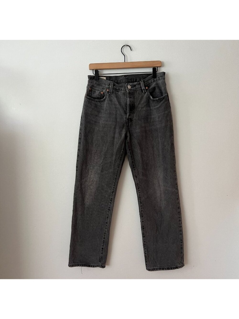 Levi's Premium 501 Straight Leg Jeans Firestarter Black Gray Women's Size 28